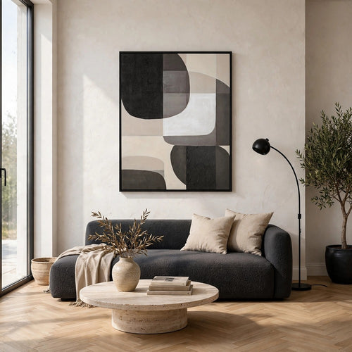 Kesly Wall Art with Abstract Design | Black Framed Canvas | Multicolor 40x50