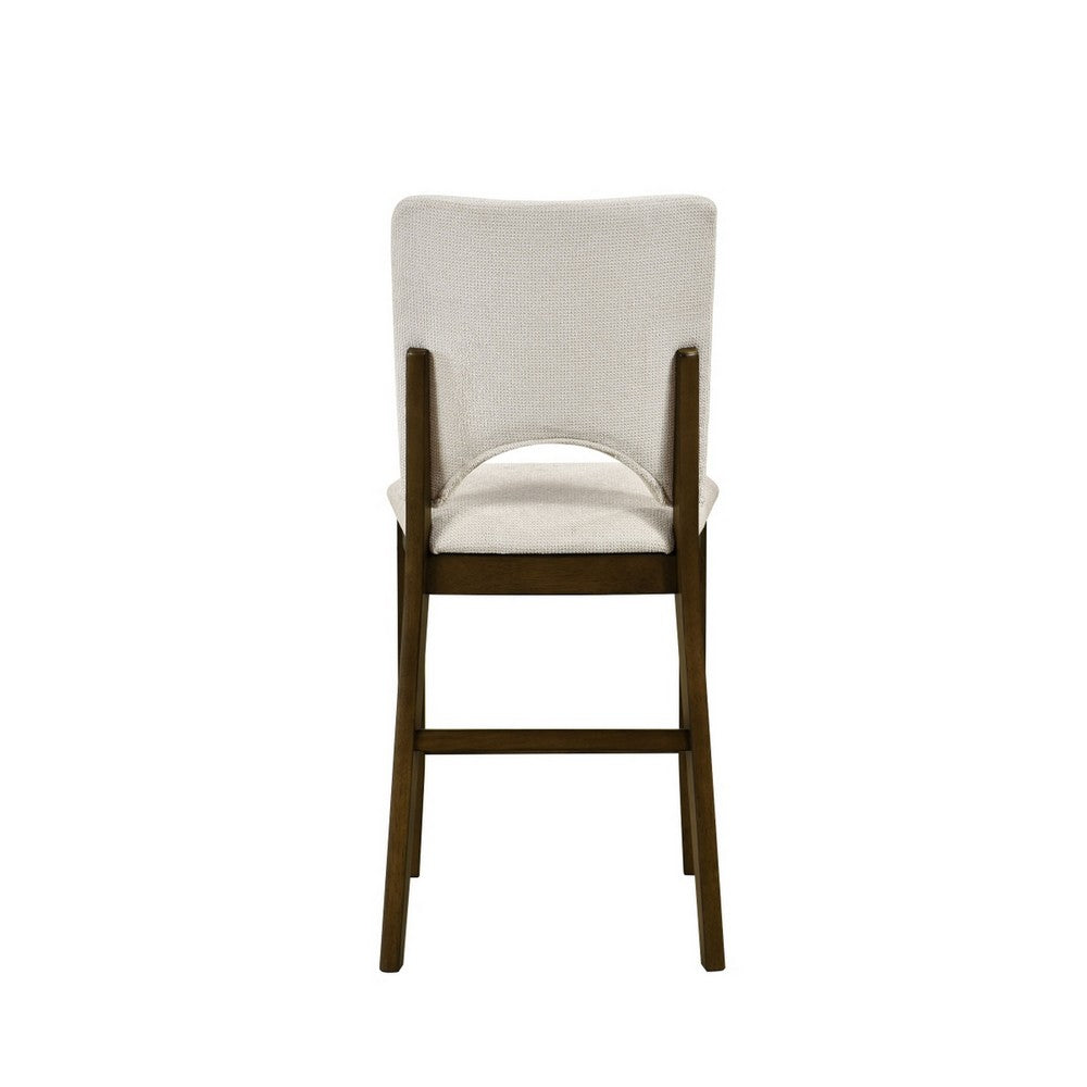 Andre Counter Height Chair | Set of 2 | Brown Wood Frame | Beige Fabric