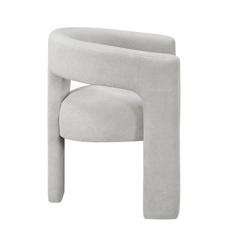 Mez Dining-Side Chair | Curved Design | Set of 2 | Light Gray Boucle