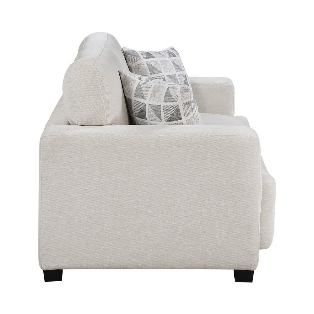 Covey Loveseat with 2 Pillows and Rubberwood Legs | Beige Chenille