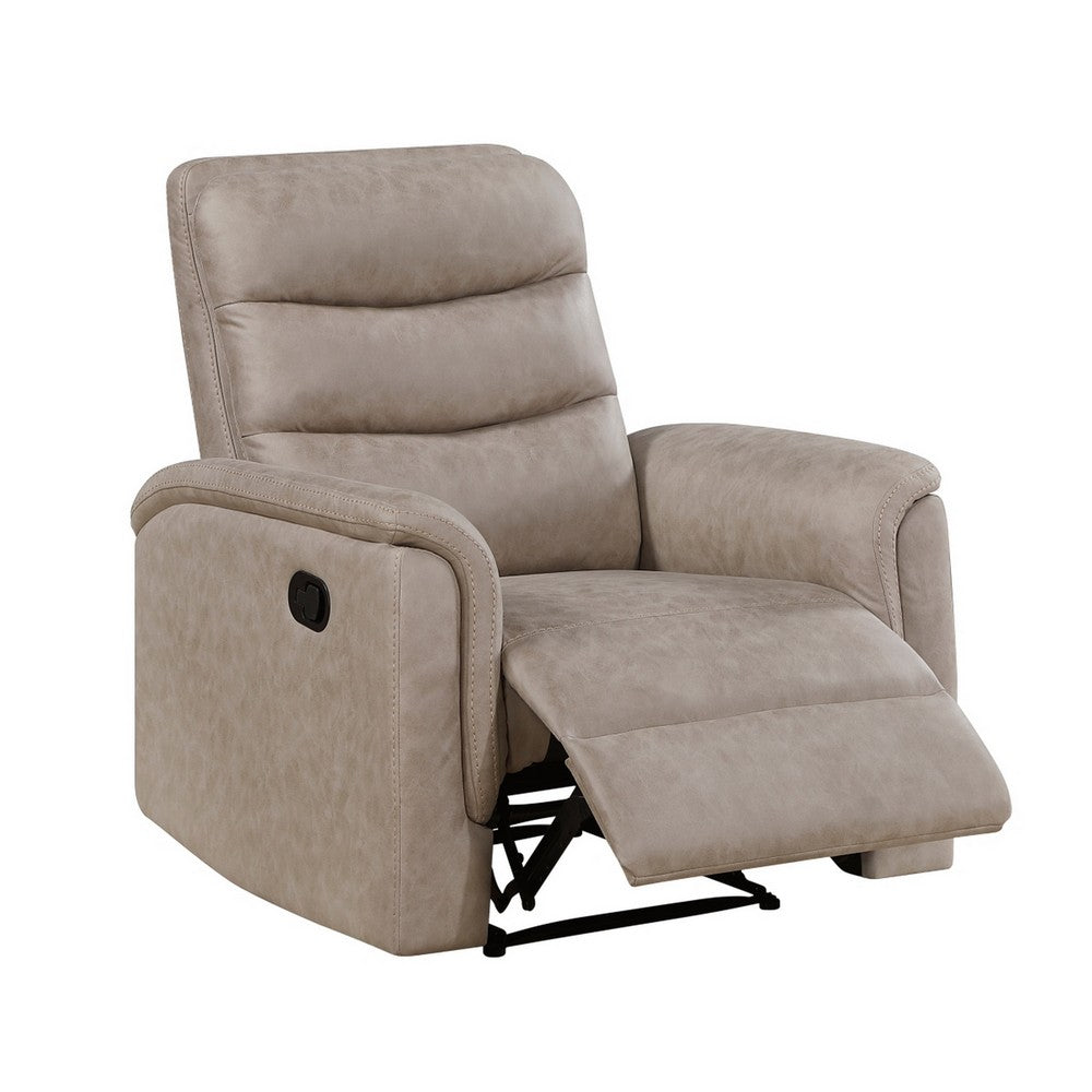 Meloni Reclining Chair with Pull-Hand Mechanism | Taupe Microfiber