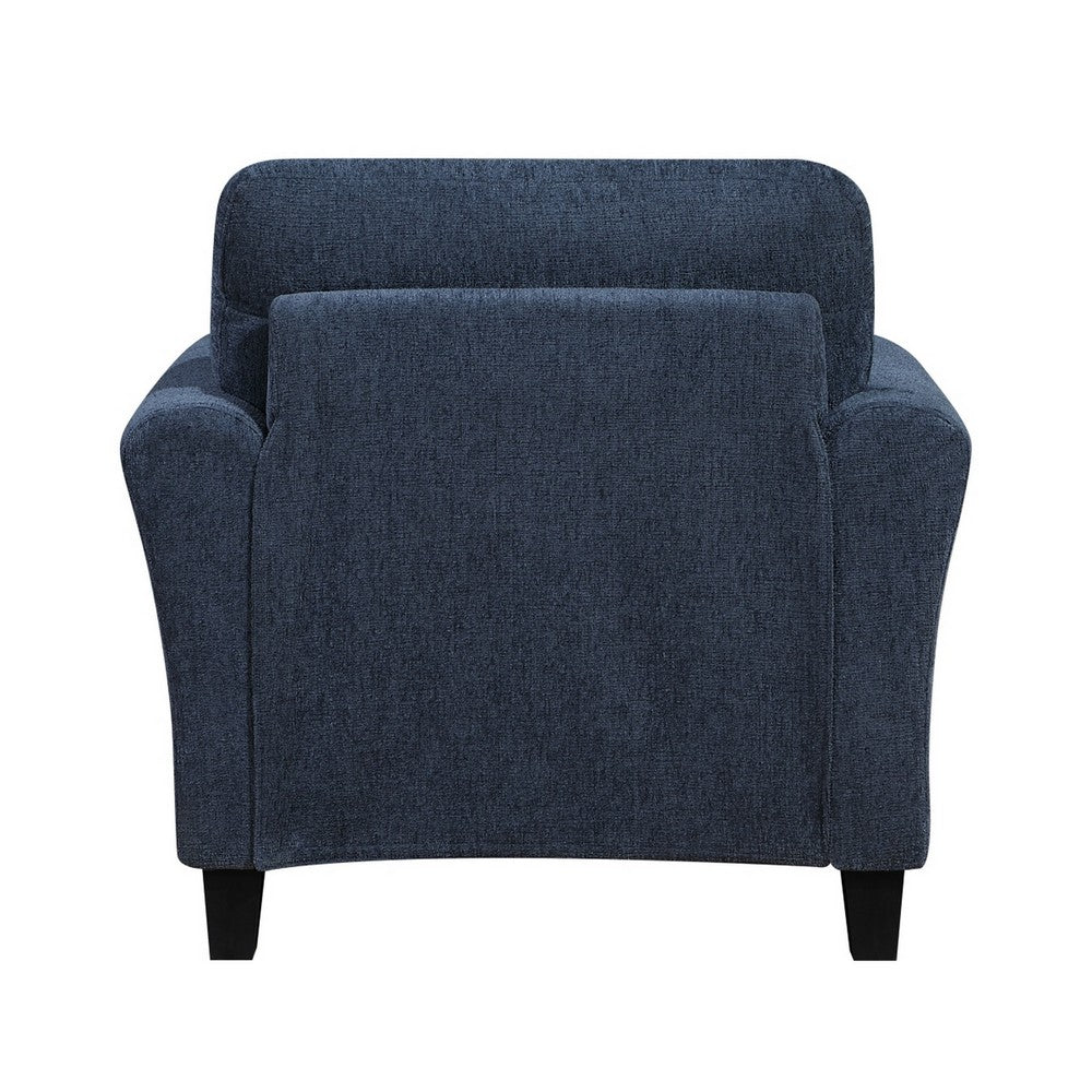 Elon Club Chair with Black Feet | Rolled Arms Design | Blue Chenille