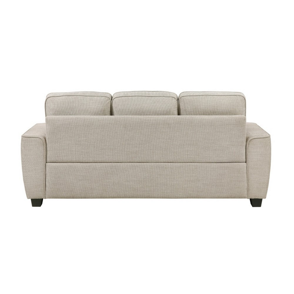 Zoya Sofa w 2 Pillows | Track Arms | Foam Fill Taupe Chenille 83"
