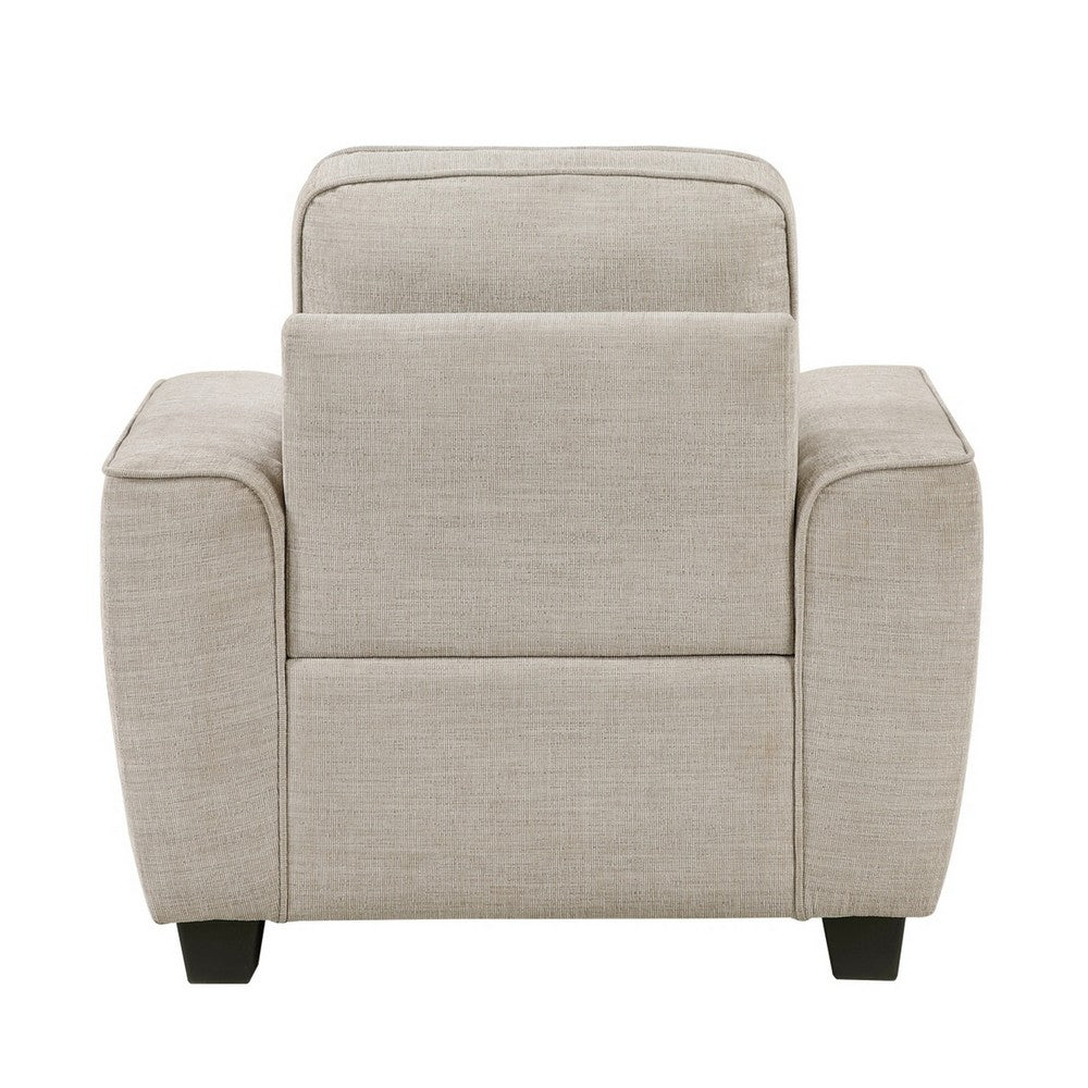 Zoya Accent Chair | Track Arms | Foam Fill Box Cushions | Taupe Chenille