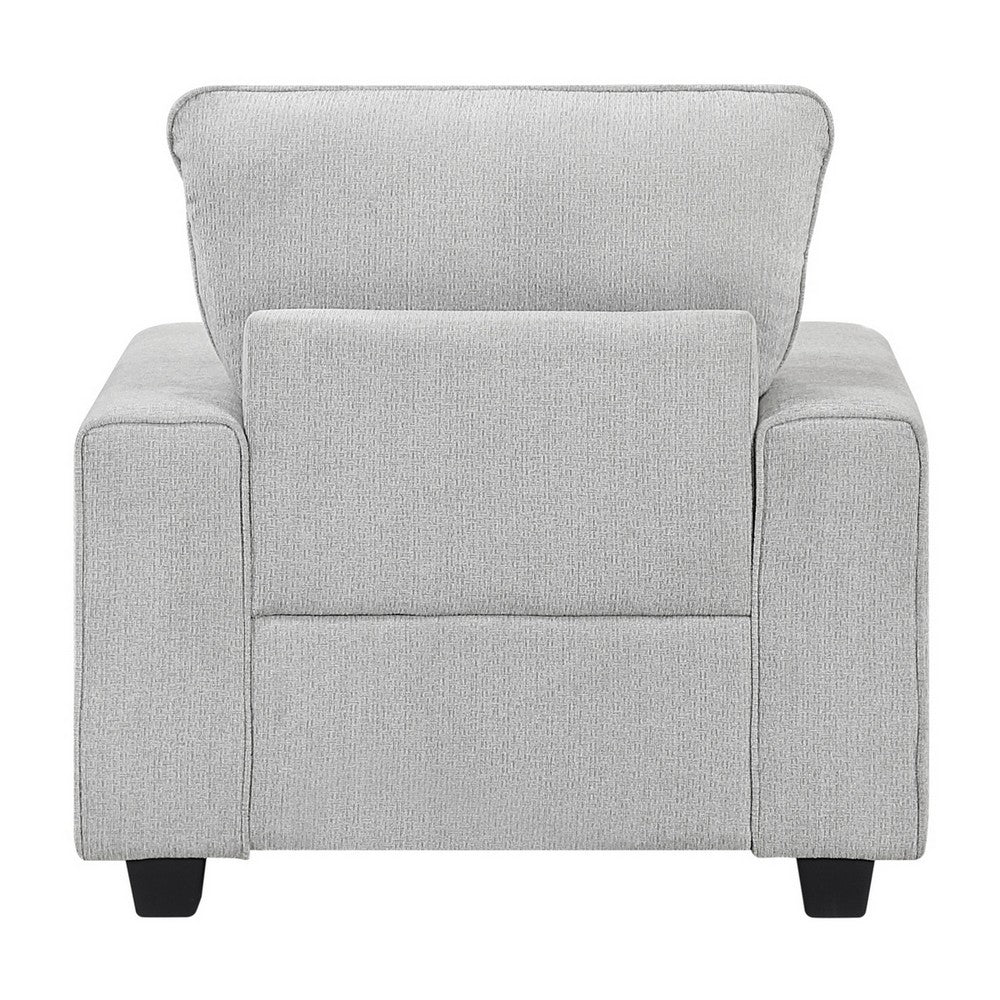 Rahi Accent Chair | Track Arms | Foam Seat | Stone Gray Chenille | Black