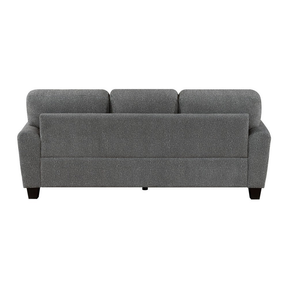 Loi Sofa w 2 Pillows | Flared Arms | Dark Gray Chenille | Black 85"