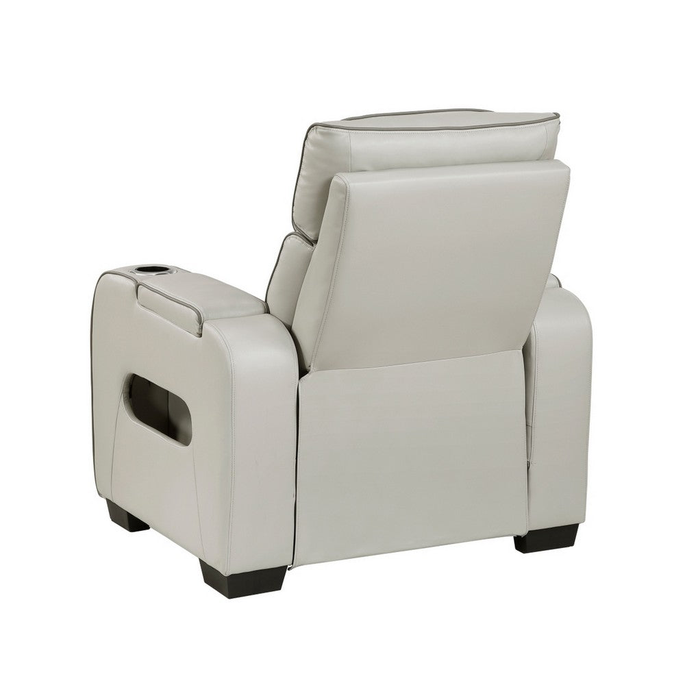 Fiya Power Reclining LED Chair | USB and Cup Holders | Taupe Faux Leather