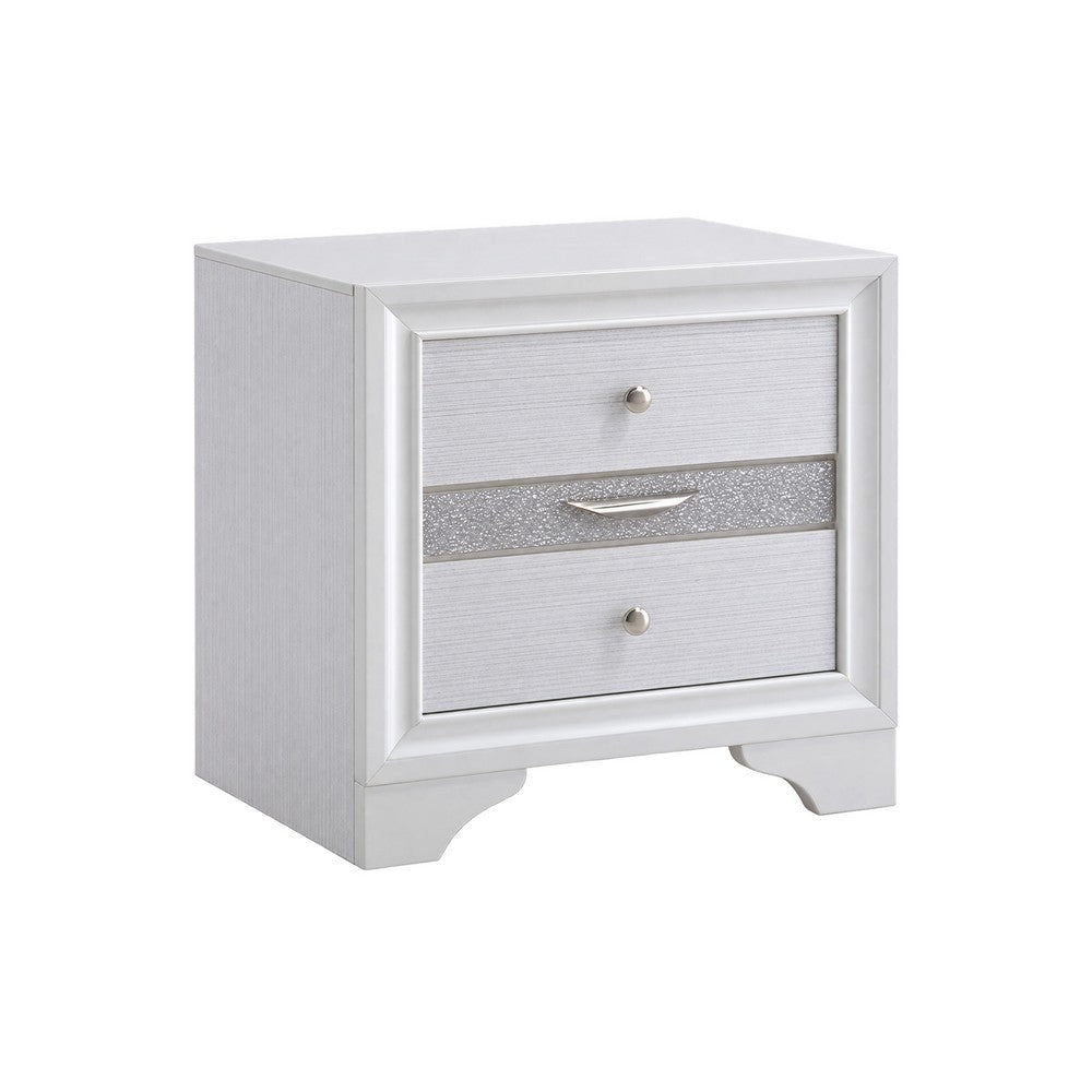 King Bedroom Set, White, 5pc w 2 Nightstands, Dresser, Chest