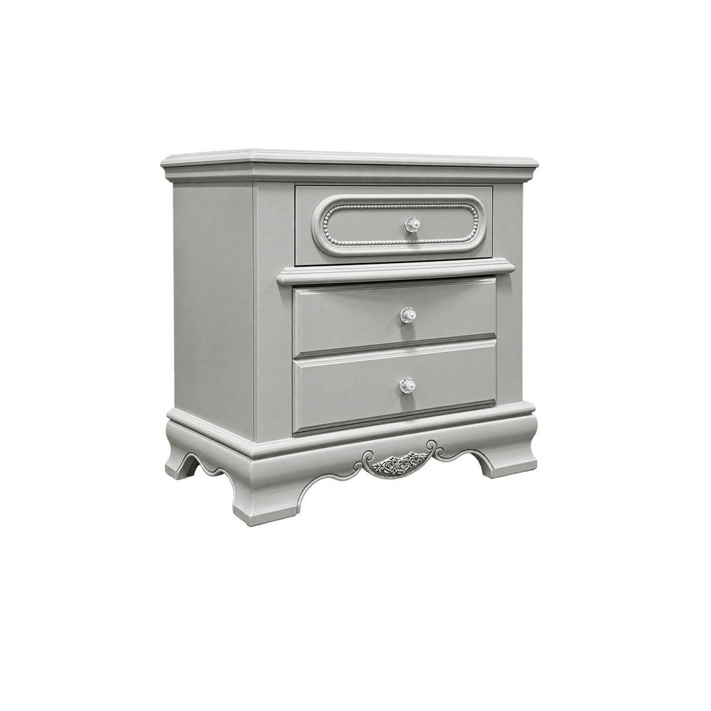 2pc Full Bedroom Set, Gray and Silver, Nightstand