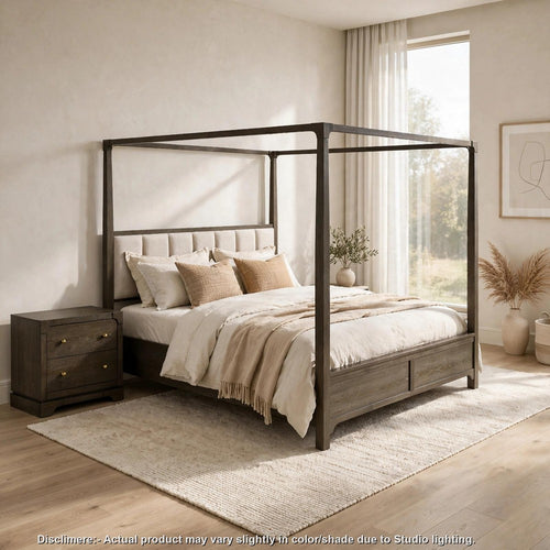 Queen Bedroom Set, Dark Cocoa Brown, Ivory, 2pc w Nightstand