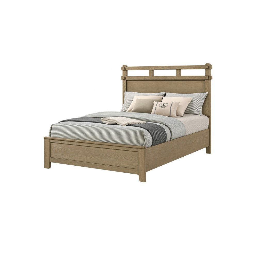 Queen Bedroom Set, Vineyard Oak Brown, 2 Piece Set with Nightstand