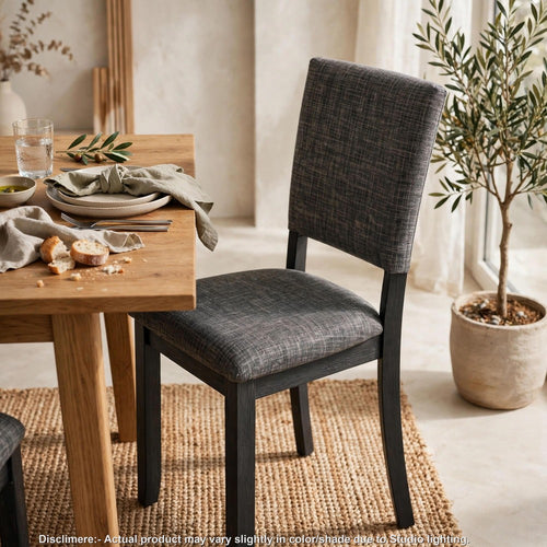 Kysa High-Back Dining Side Chair | Set of 4 | Black Wood | Gray Fabric
