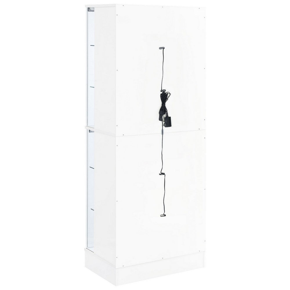 Cina LED Curio Cabinet | White High Gloss | 4 Doors | 6 Shelves | 64"