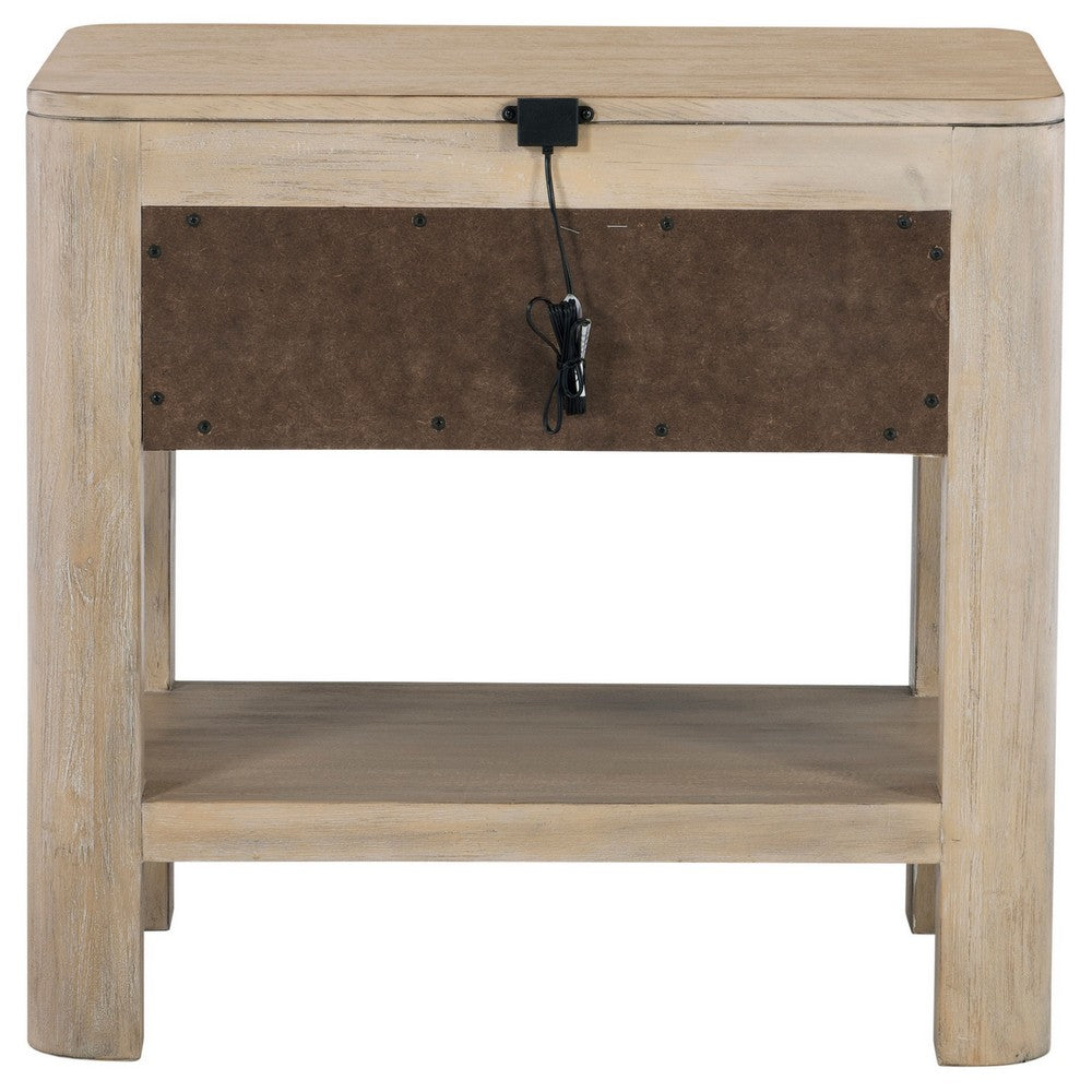 Pira Nightstand with 1 Drawer and Lower Shelf | Weathered Mango Wood