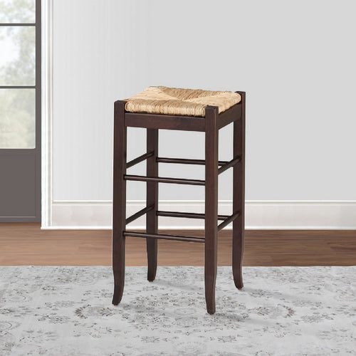 Barstool | Rush Woven Seat | Beige Dark Brown | Saber Legs