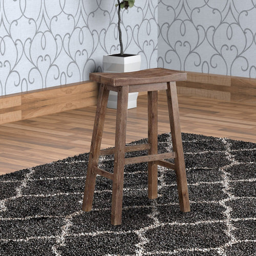 Bar Height Stool | Saddle Seat | Gray Wood Frame | Large