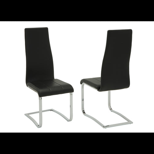 Dining Chair Set of 4 | Black Faux Leather | Chrome Legs