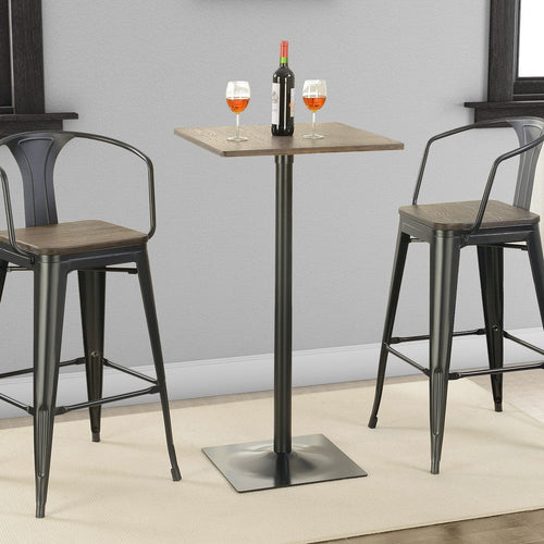 Bar Table | Square Industrial Metal | Wood Top | Black