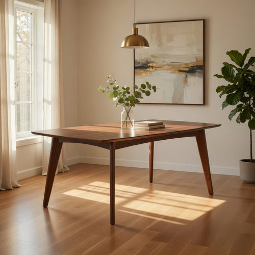 Dining Table | Mid-Century Modern | Dark Walnut Brown Wood