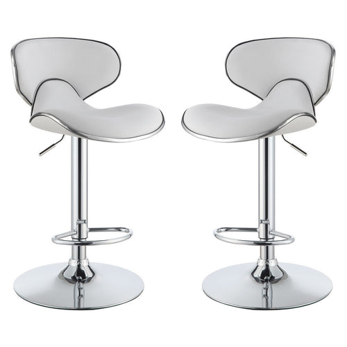 Barstool Set of 2 | Modern Swivel Scoop Seat | White