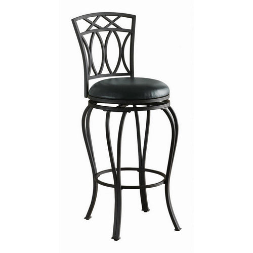 Barstool | Elegant Metal Frame | Black Faux Leather Seat