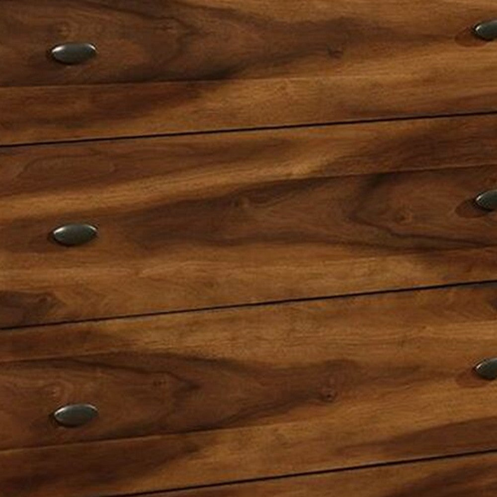 Wooden Chest with 5 Drawers Dark Walnut Brown CCA-205135