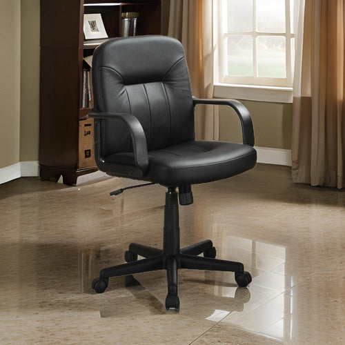 Office Chair | Medium Back | Leather Upholstered | Black