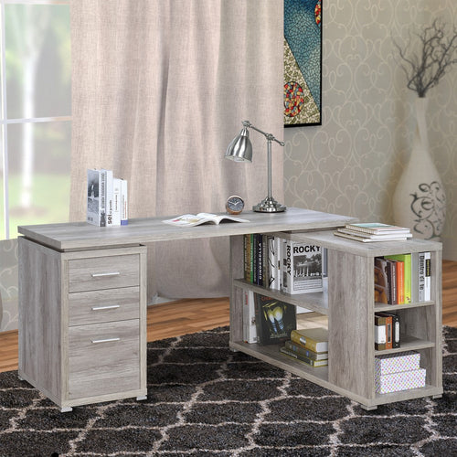 Office Desk | L Shaped Contemporary | Gray Finish