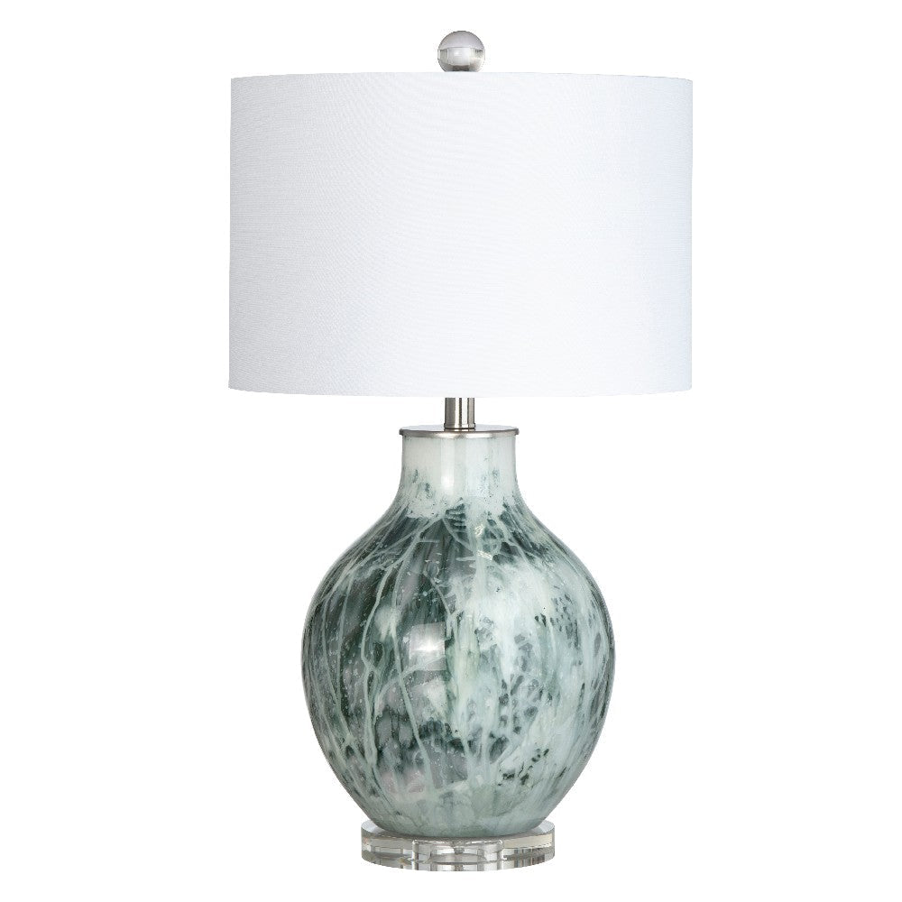 Giwy Accent Table Lamp, 27", White Drum Shade, Crystal Gray Base