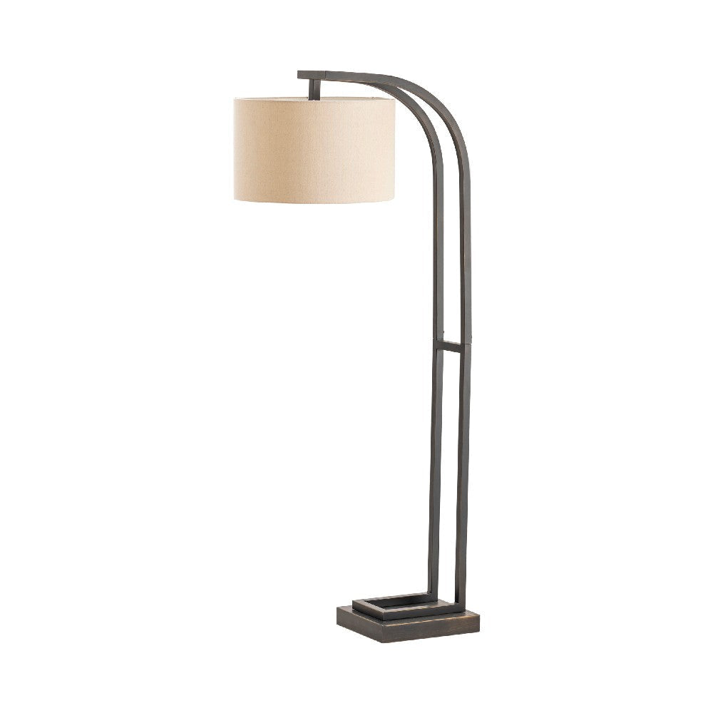 Levi Floor Lamp | 64" | Tan Brown Linen Shade | Bronze Black Base