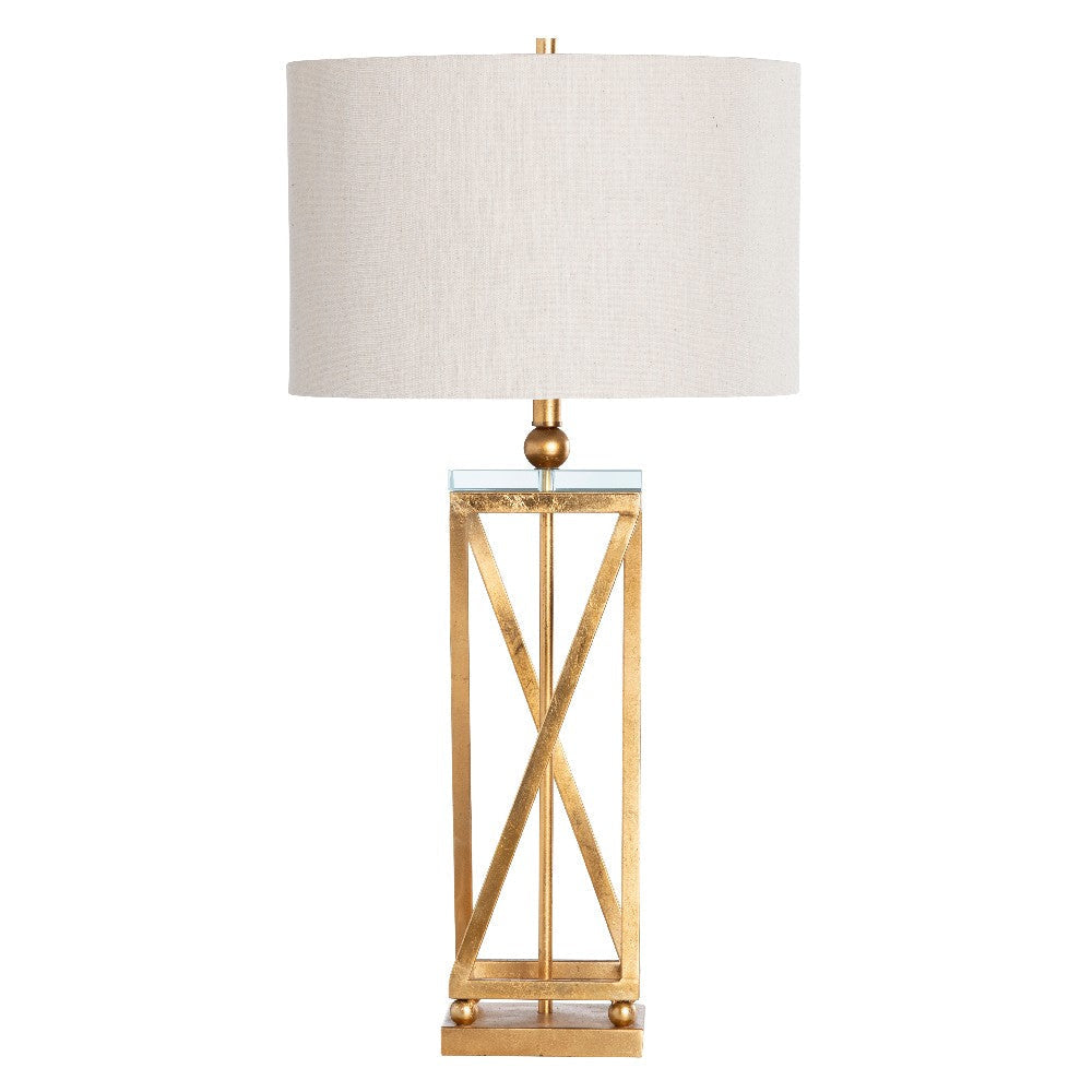 Ria Table Lamp Set of 2 | 35" | Oatmeal Linen Shade | Gold Metal Base