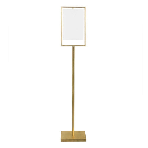 Floor Lamp | White Linen Hardback Shade | 61" Minimalist Gold Metal