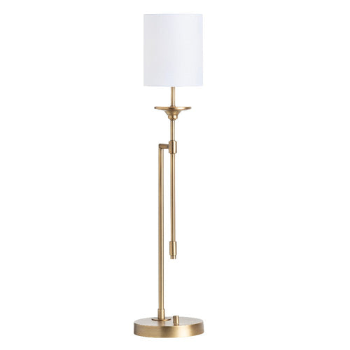 Pera Table Lamp Set of 2 | Brushed Brass Base | White Linen | 34"