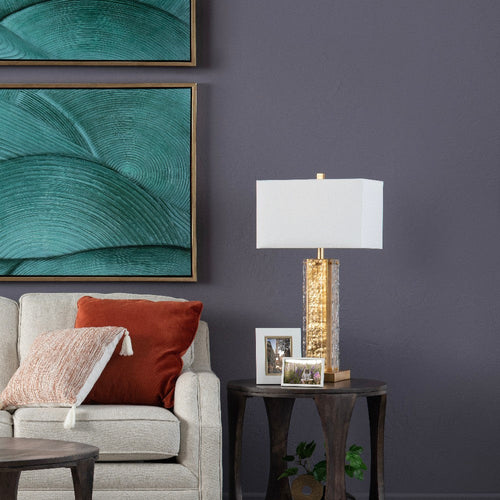 Table Lamp Set of 2 | White Linen Shade | 32" Classic Gold Frame