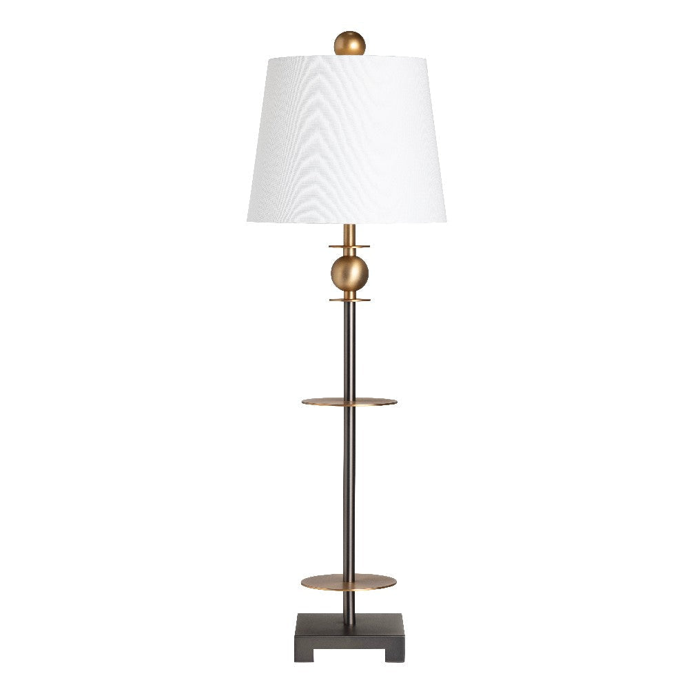 Buffy Buffet Lamp Set of 2 | White Linen Shade | 37" Matte Black