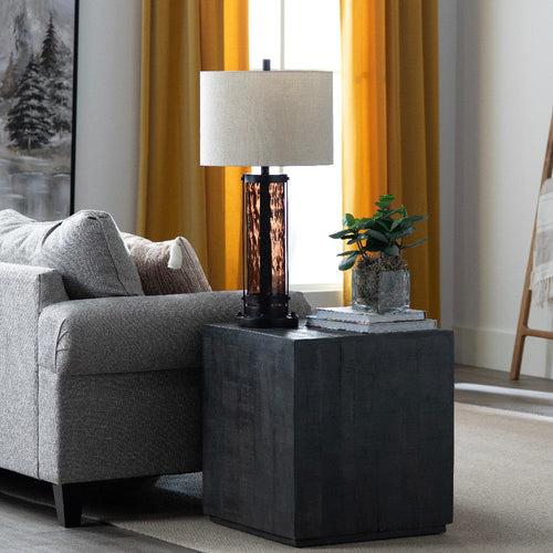 Table Lamp Set of 2 | White Shade | Glass Encased Bronze Metal Base