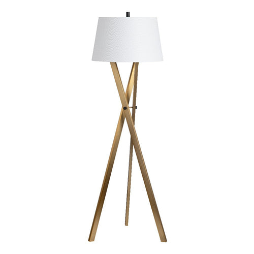 Moa Floor Lamp | Tan Linen Shade | 63" Stained Gold Tripod Base