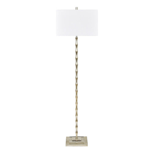 Soa Floor Lamp | White Shade | Chrome Bamboo Body n Crystal Base 67"