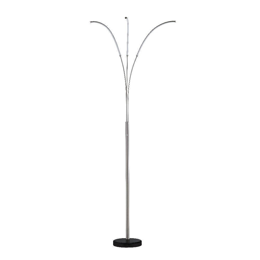Floor Lamp with 3 LED Lights and Curved Arc Arms | 90" Chrome