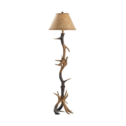 Tipy Floor Lamp | Mica Brown Shade | 66" Deer Antler Resin Base