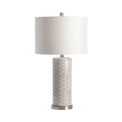 Mori 2pc Table Lamp Set | 29" | White Drum Shade | Cylindrical Ceramic