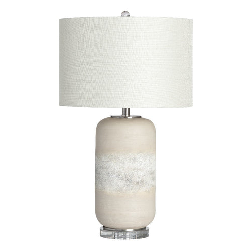 Table Lamp | Stoneware-Inspired Body | 29" | Linen Drum Shade
