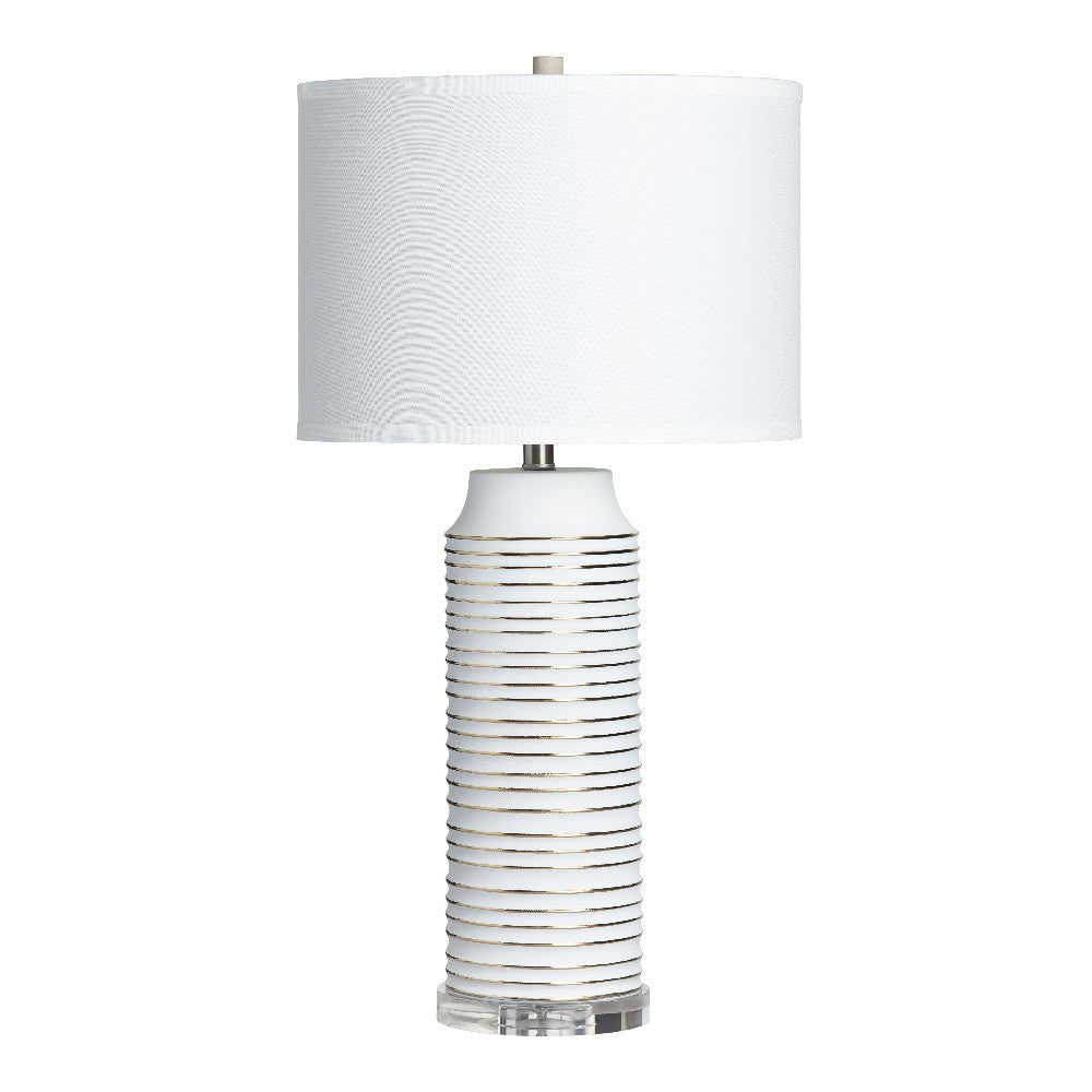Accent Table Lamp Set of 2 | Gold Banded Ceramic Body | 31" | White