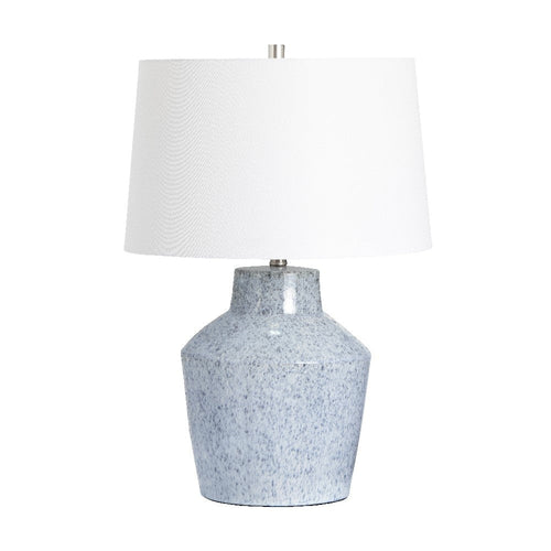 Huma Table Lamp | Gray Ceramic Body | White Tapered Drum Shade | 27"