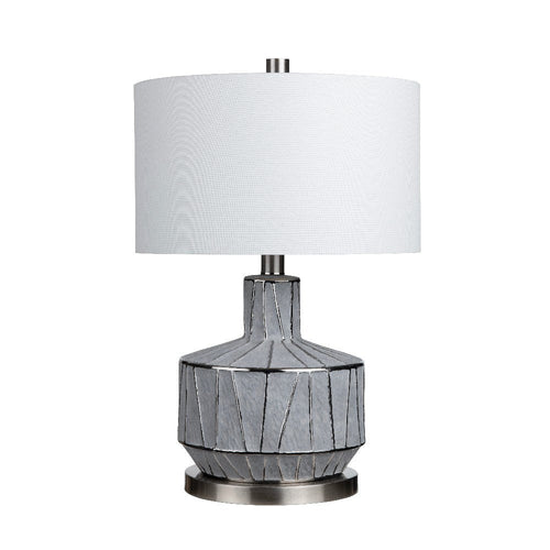 Rony Table Lamp | Gray Ceramic Body with Retro Black Accents | 27"