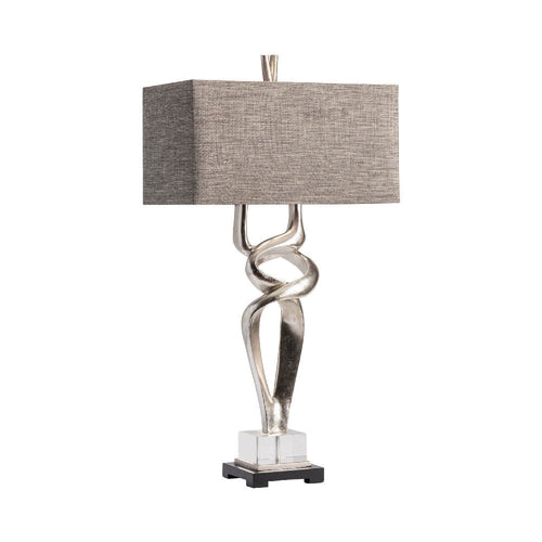 Accent Table Lamp Set of 2 | Silver Resin Sculpture | 37" | Tweed