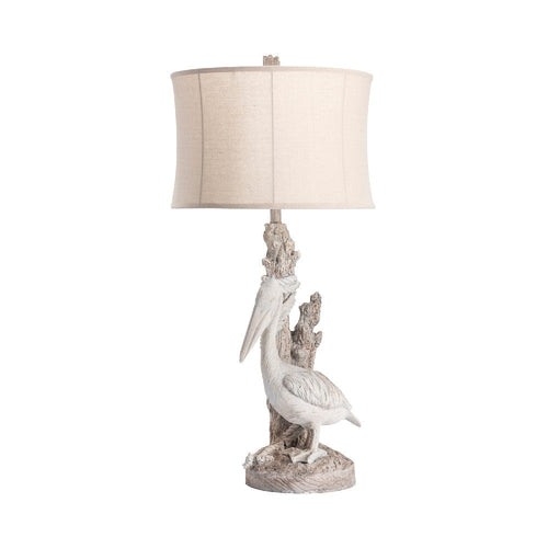Accent Table Lamp | Coastal Pelican Design | 39" | Flared Cream Shade