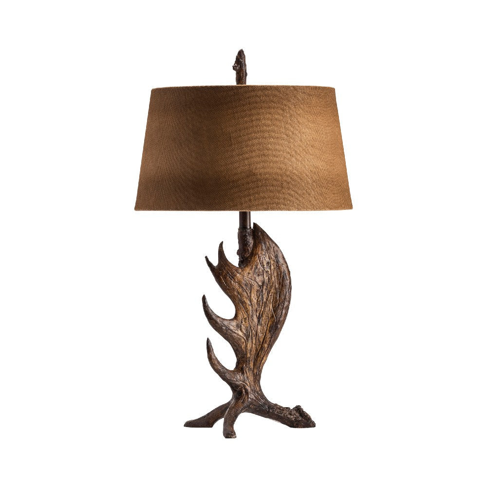 Accent Table Lamp Set of 2 | Antler Resin Base | 30" | Brown Burlap