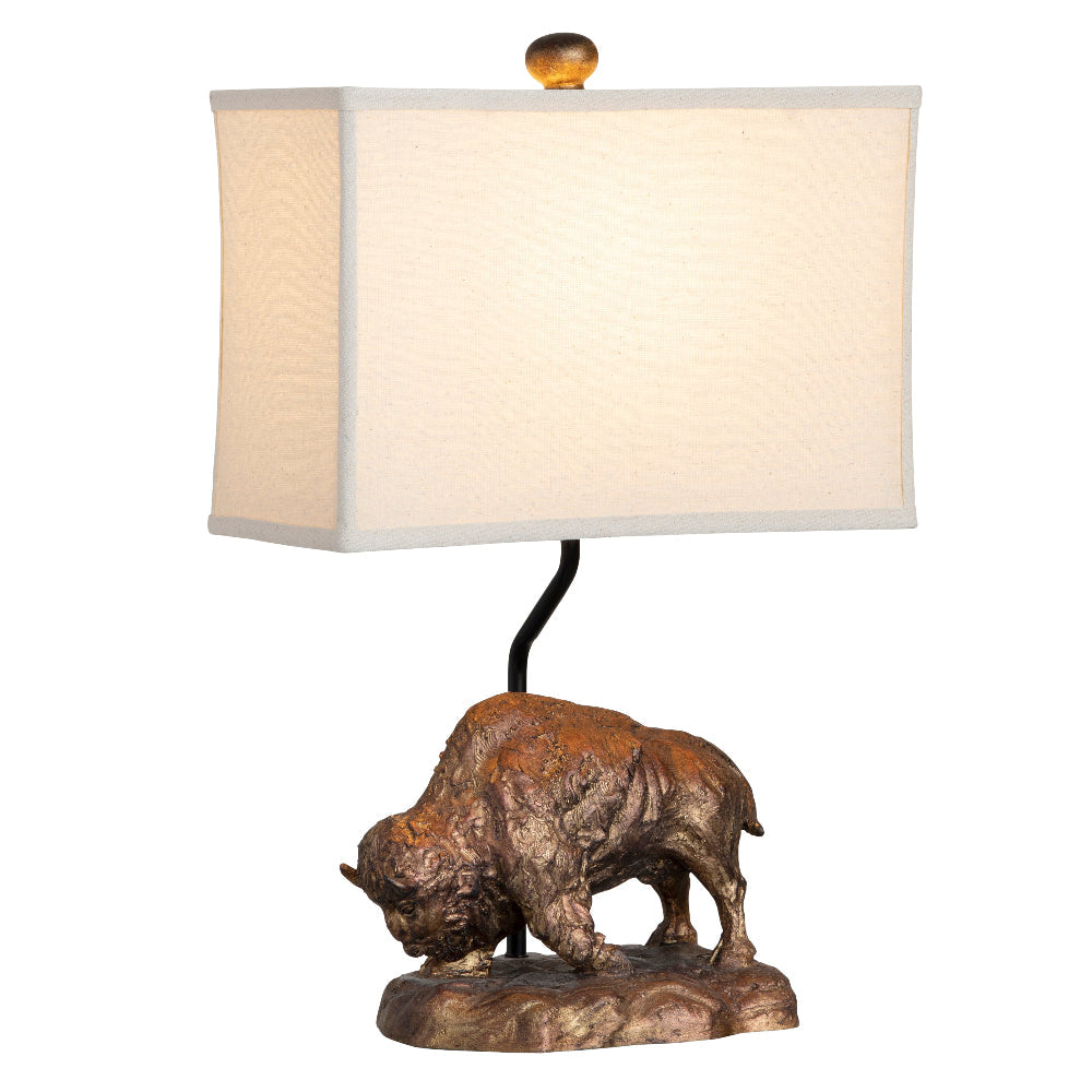Table Lamp Set of 2 | Bronze Resin Buffalo Base | Oatmeal Linen Shade | 23’’ CCL-CVAVP1570