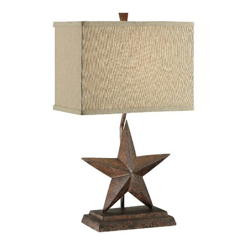Table Lamp Set of 2 | Brown Resin Star| Tan Brown Linen Shade | 23"